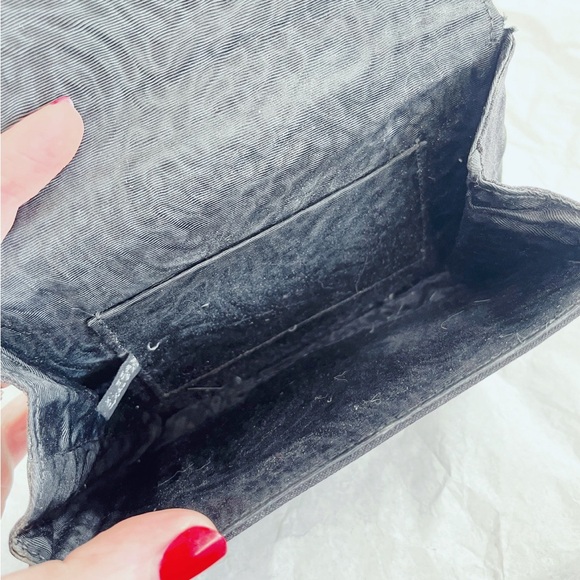 Vintage 1930's Black Fabric Bag with Rhinestone Detailing - Picture 5 of 5